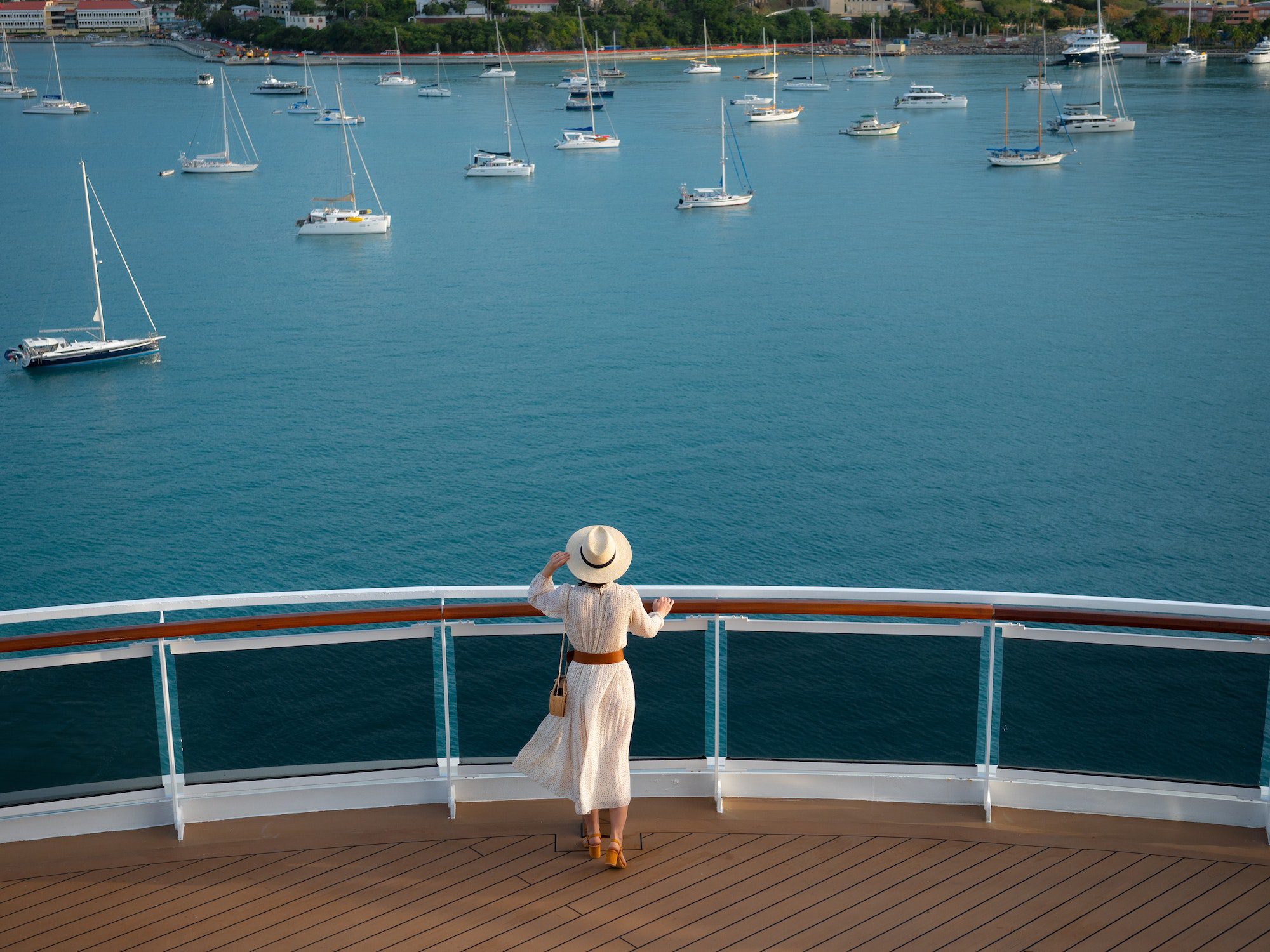 Young woman in a sea cruise
