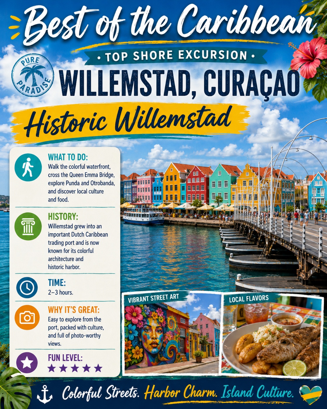 Historic Willemstad walking tour shore excursion in Curaçao
