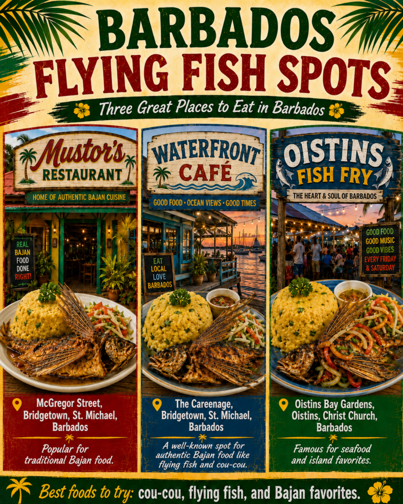 Bahamian Flying Fish Spots three great place to eat in Barbados.
