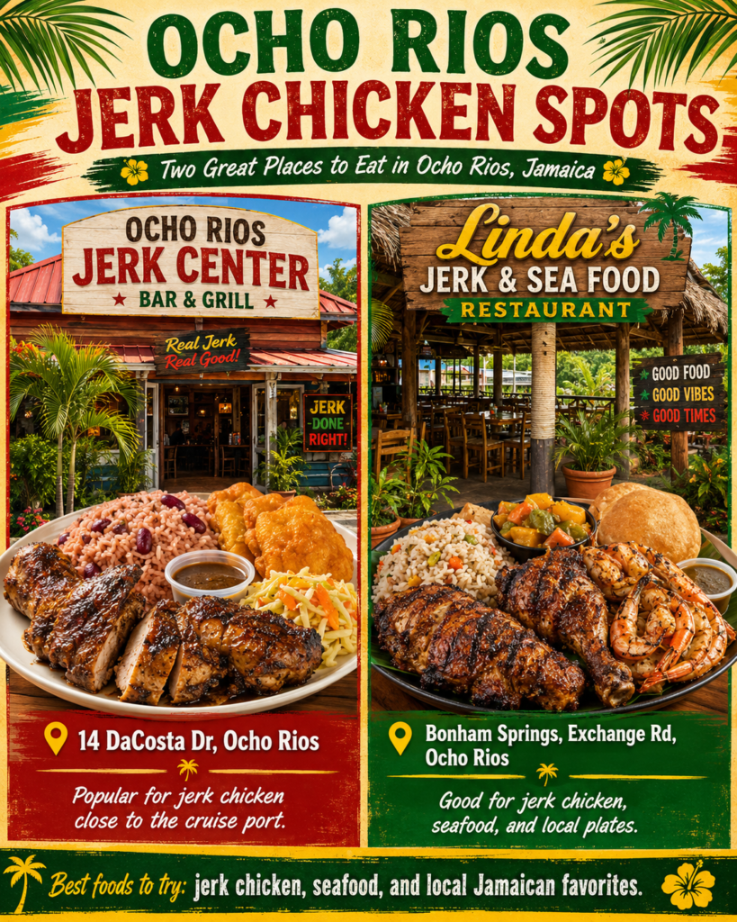 Both Restaurants in Ocho Rios by cruise port.