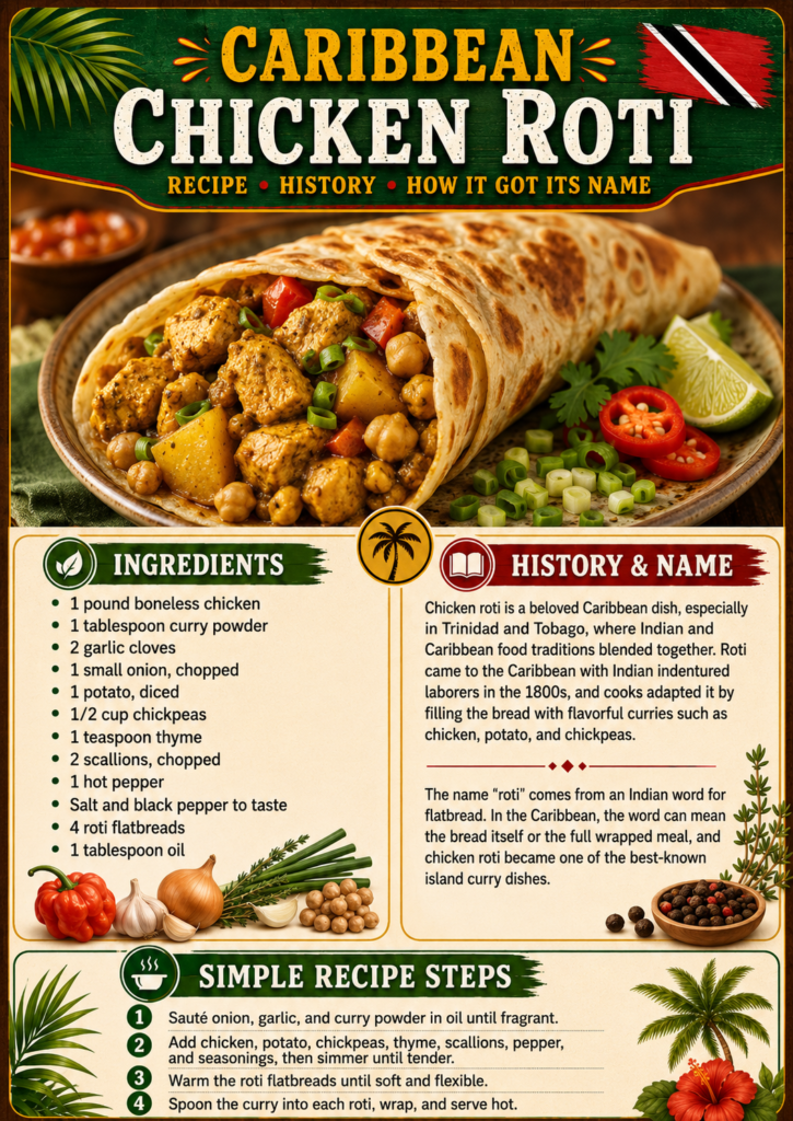 Caribbean Chicken Roti.
