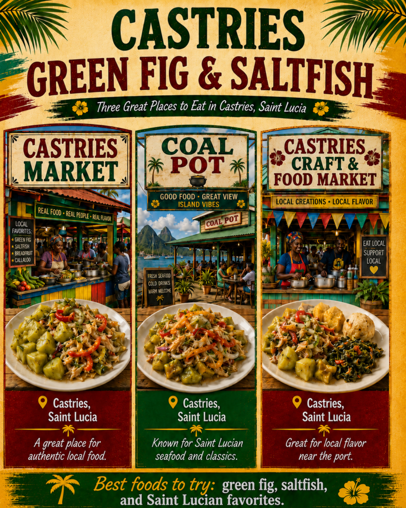 Castries Green Fig and SaltFiish Three Great Places to eat in Castries Saint Lucia.