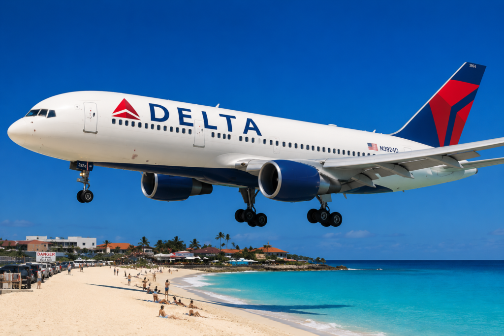 Delta AirLine Fly Over Caribbean Wate