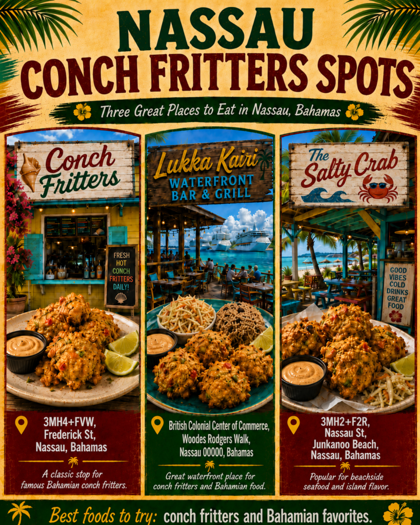 Nassau Conch Fritter Spots Three Great Place to Eat in Nassan Bahmas