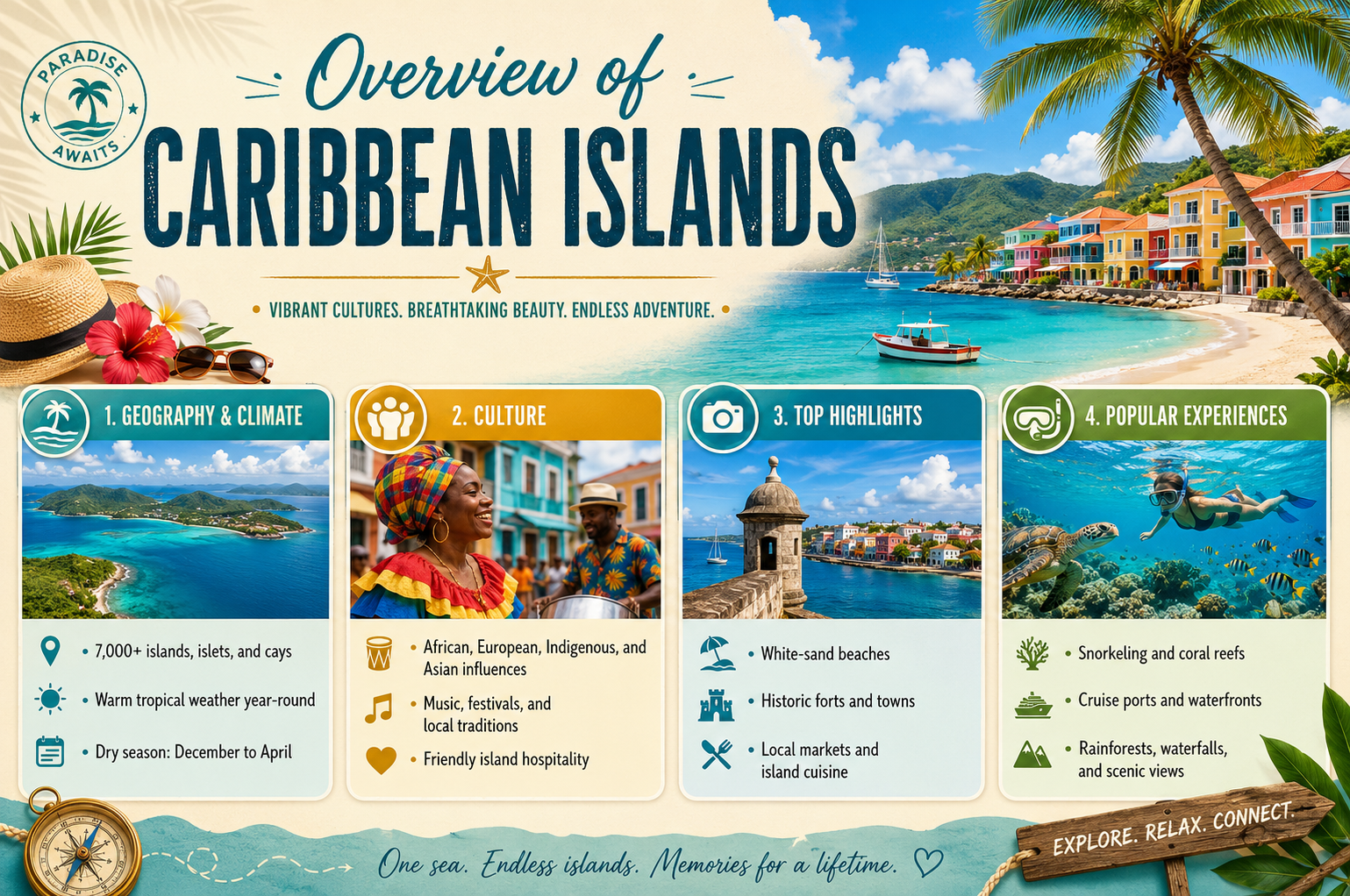 Overview of Caribbean Islands size to 1280 by 850 pixels
